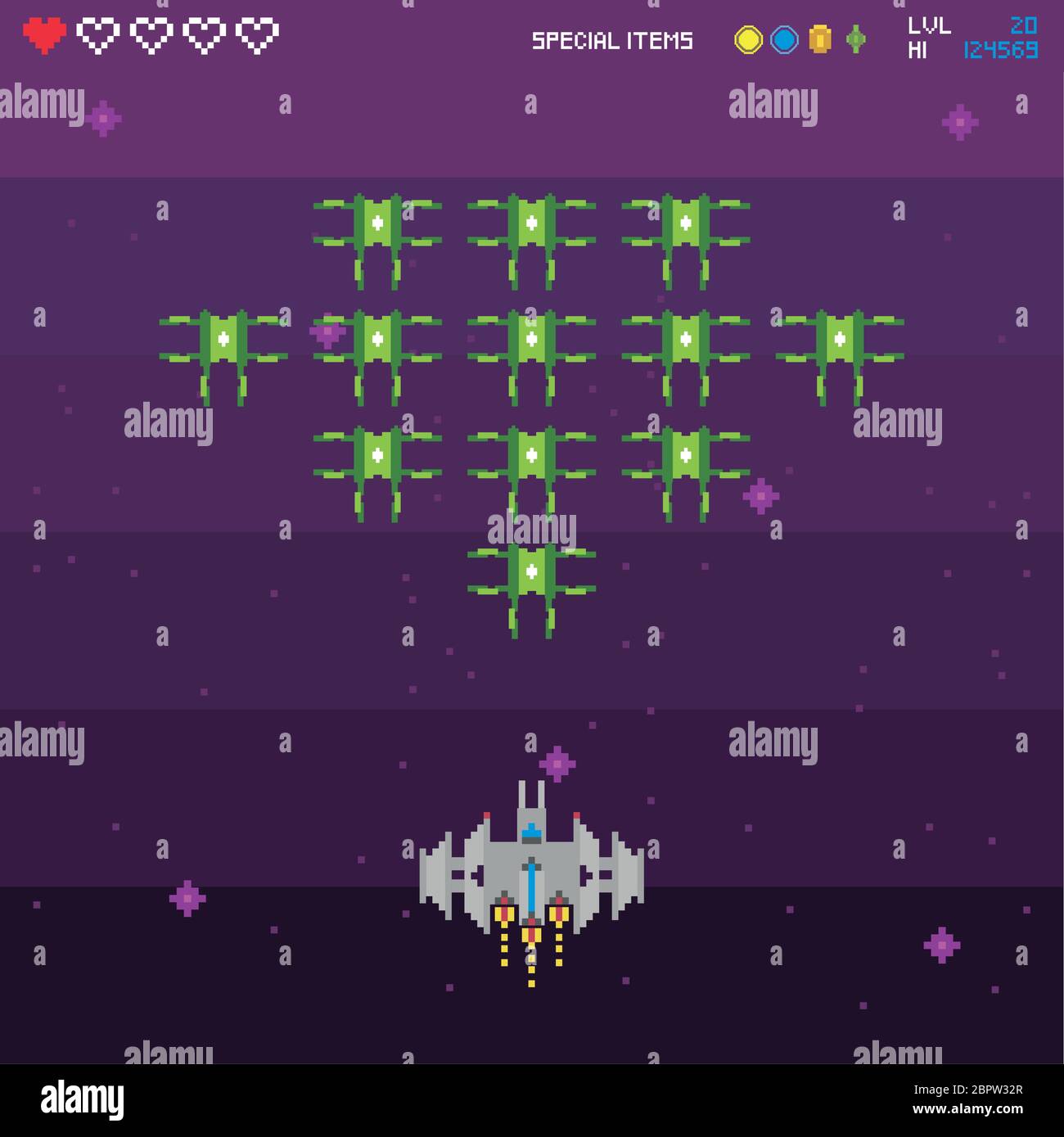 retro video game space pixelated scene Stock Vector Image & Art - Alamy