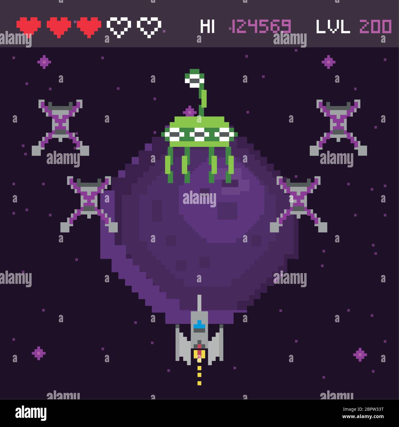 retro video game space pixelated scene Stock Vector Image & Art - Alamy