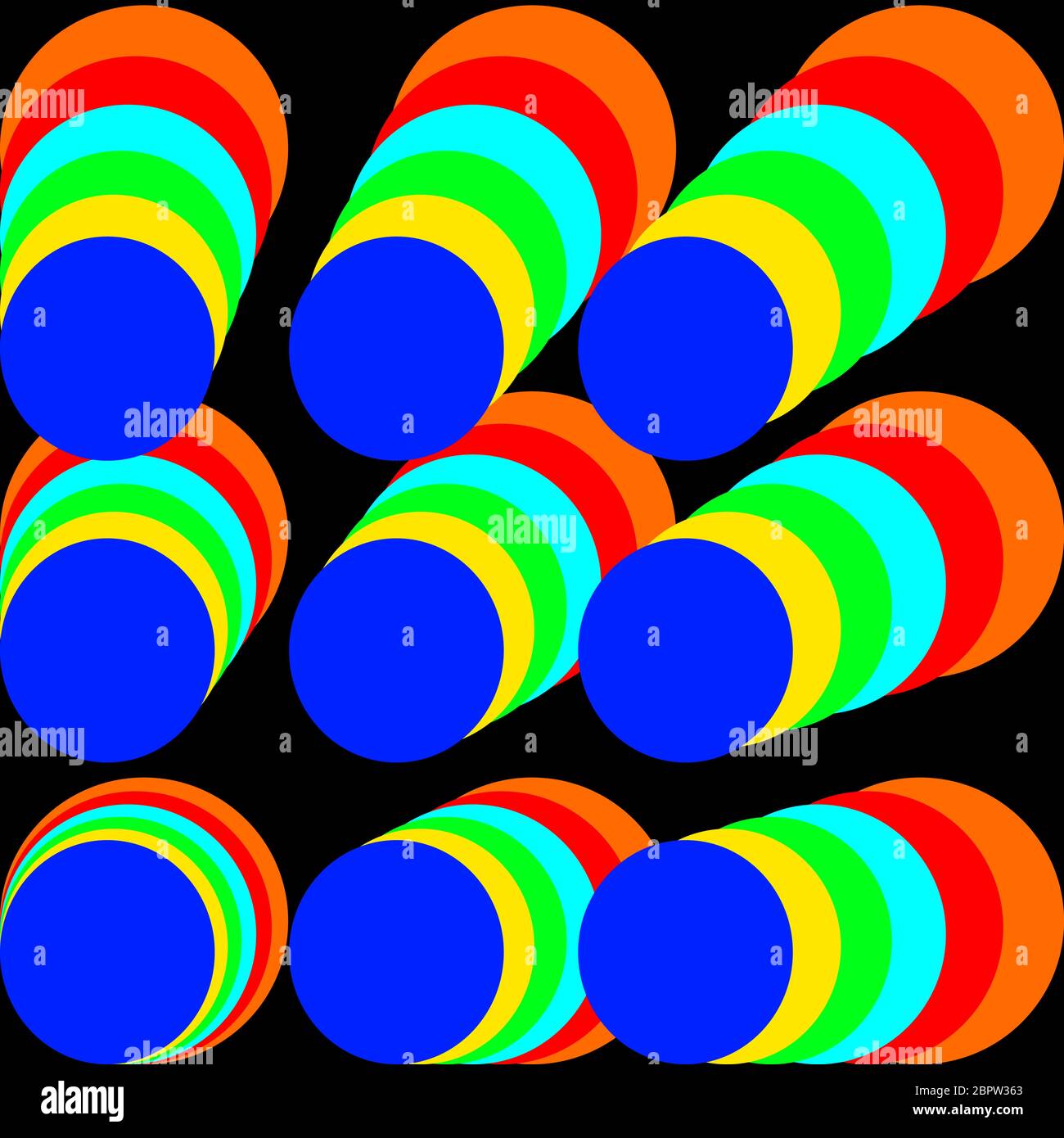 Colored circles on a black background vector image. Stock Vector