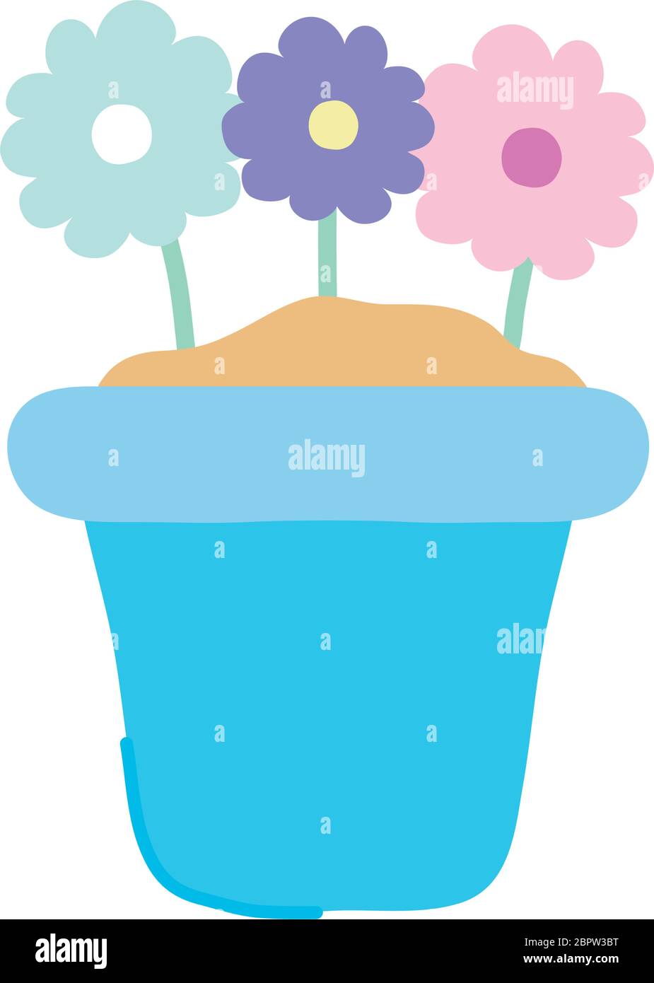 floral plant in a pot icon over white background, flat style, vector ...