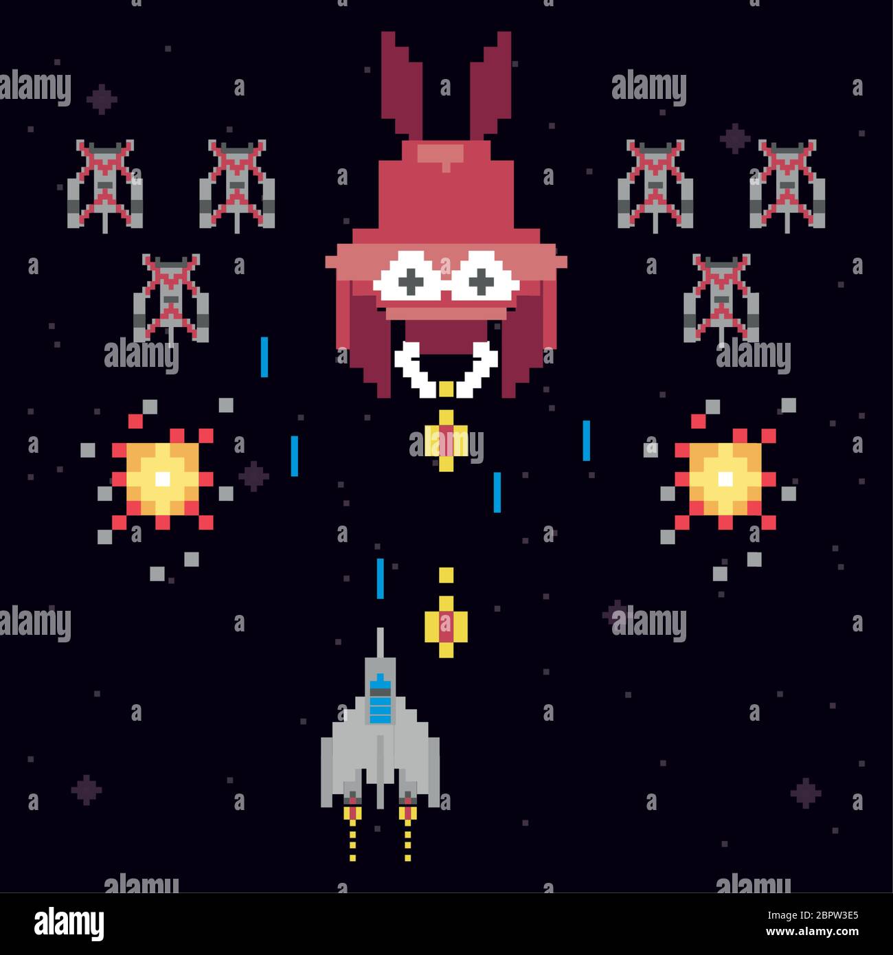 retro video game space pixelated scene Stock Vector Image & Art - Alamy