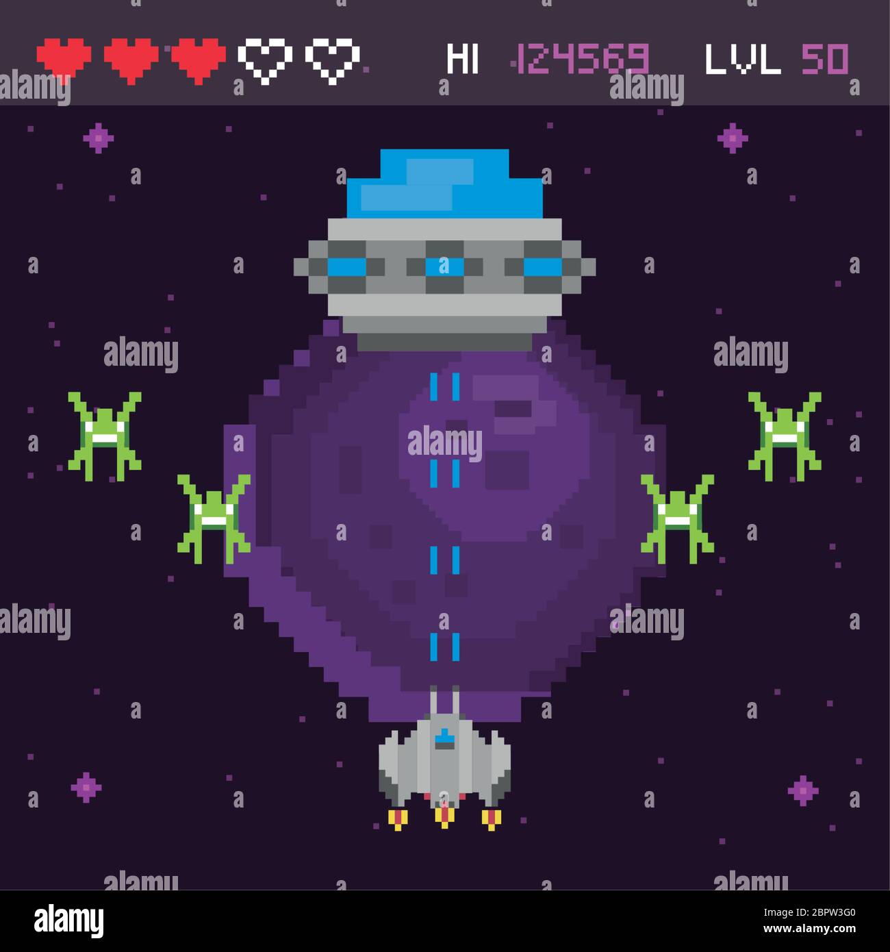 retro video game space pixelated scene Stock Vector Image & Art - Alamy