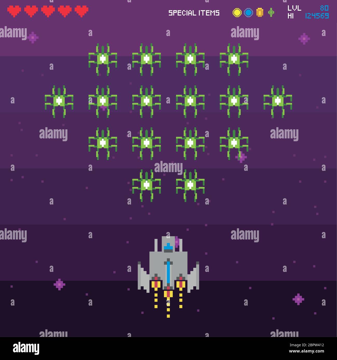 retro video game space pixelated scene Stock Vector Image & Art - Alamy