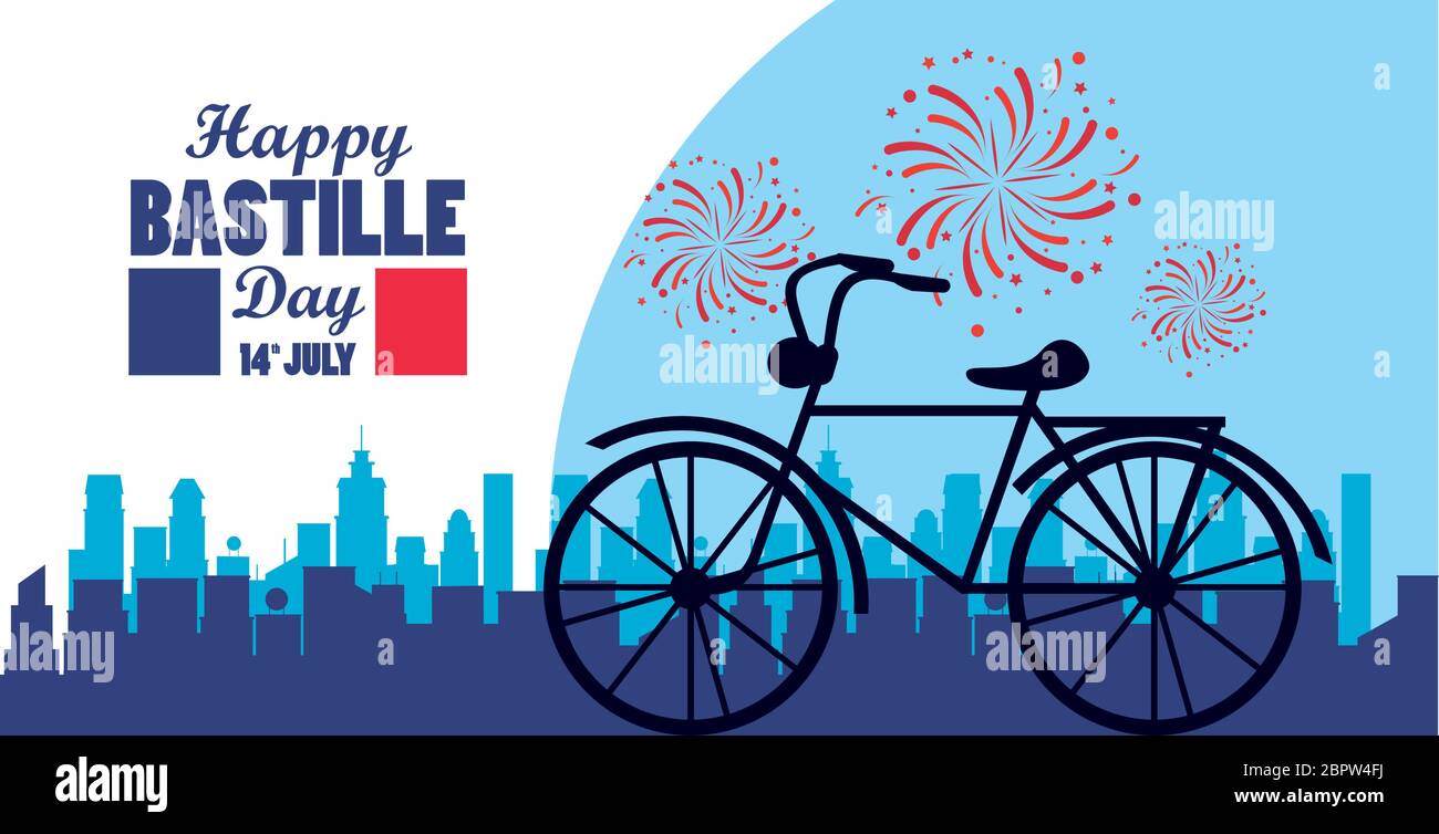Happy Bastille Day Celebration With Retro Bicycle Stock Vector Image Art Alamy