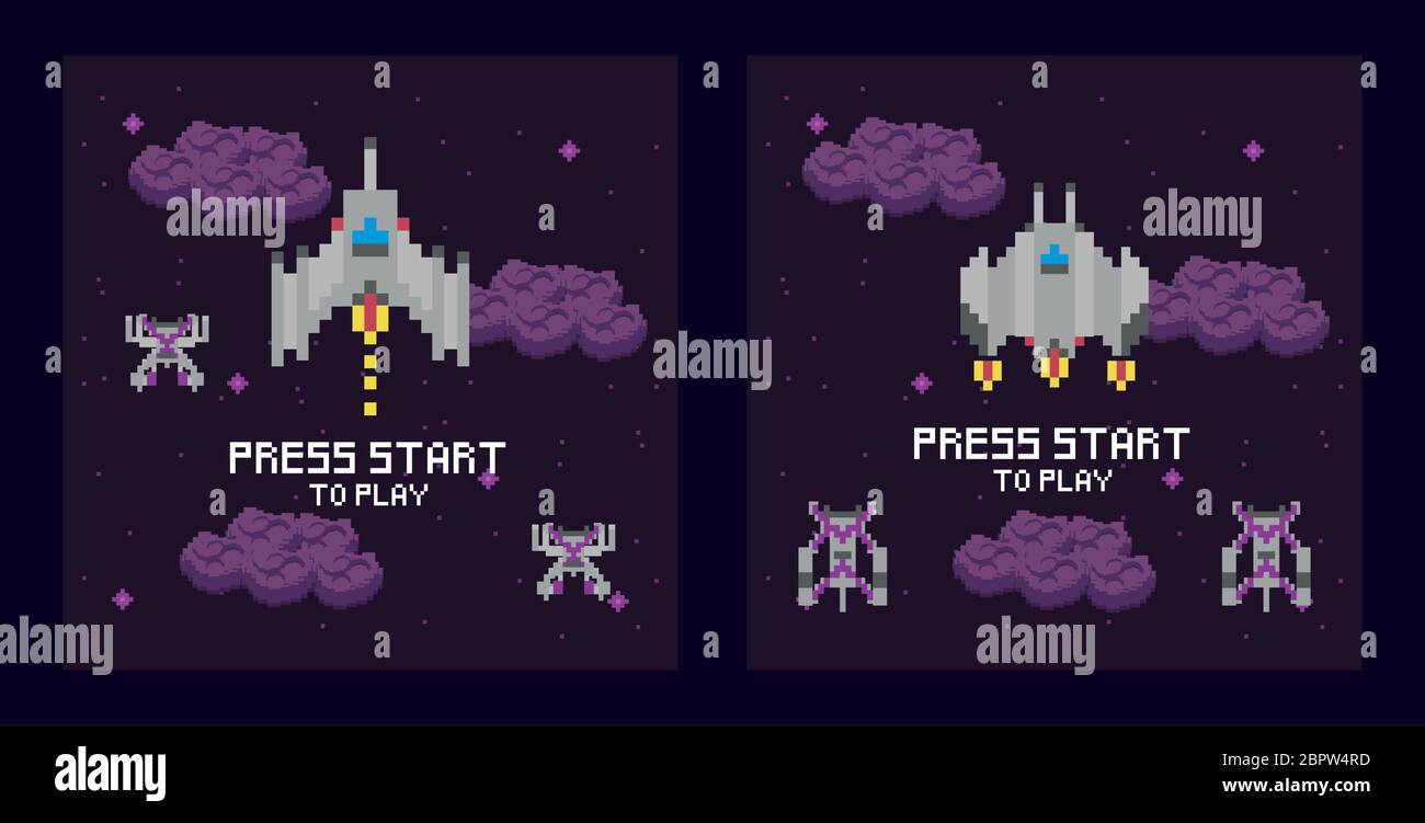 retro video game space pixelated scenes Stock Vector Image & Art - Alamy
