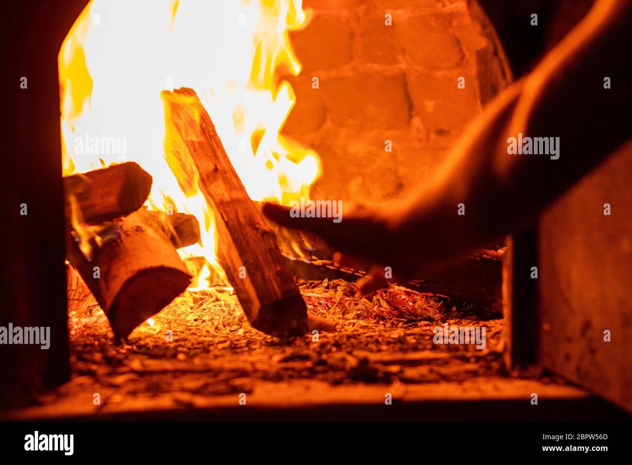 View of flame produced by a campfire Stock Photo Alamy