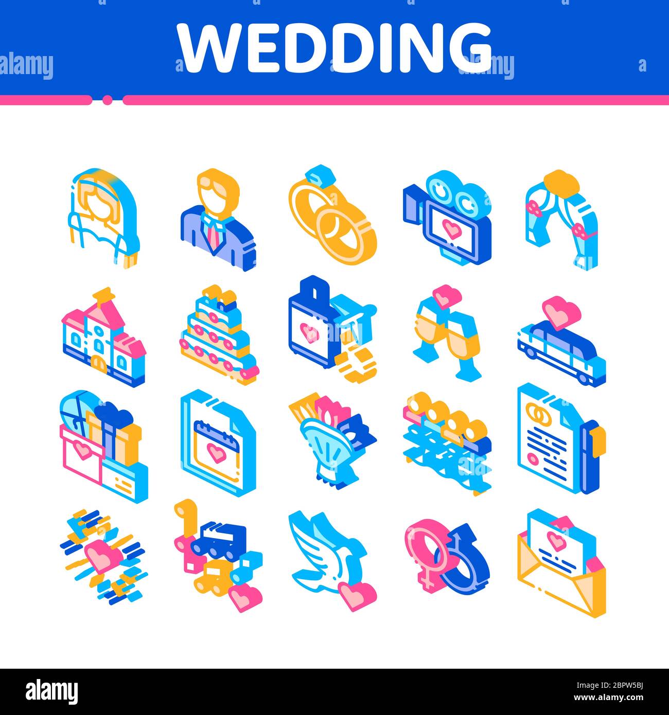 Wedding Vector Isometric Icons Set Stock Vector Image & Art - Alamy