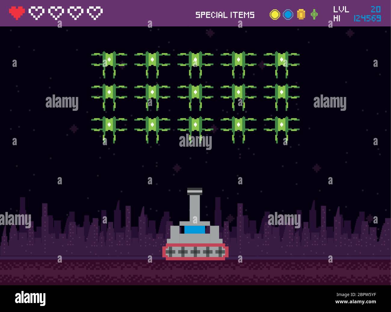 retro video game space pixelated scene Stock Vector Image & Art - Alamy