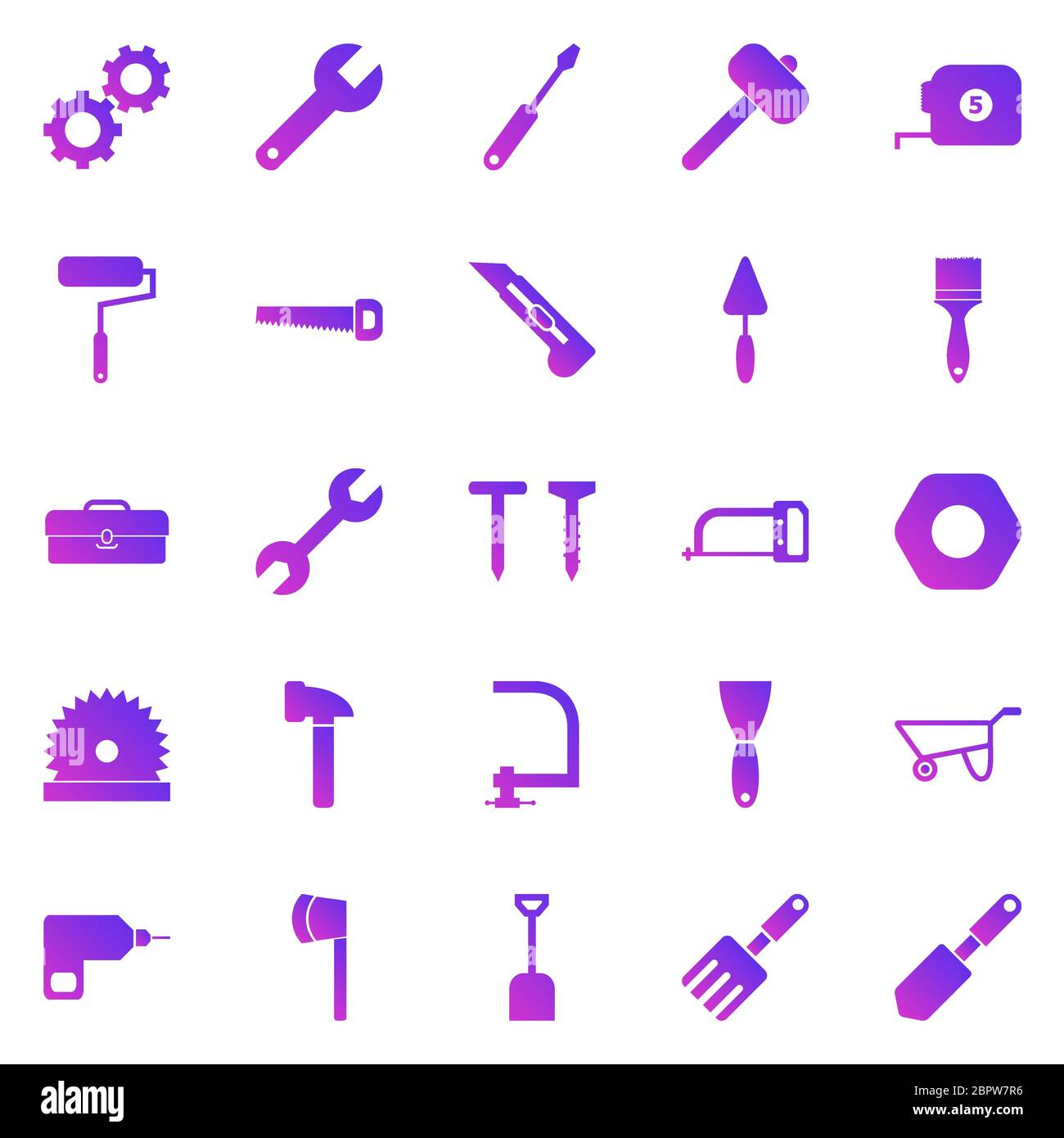 Tool gradient icons on white background, stock vector Stock Vector