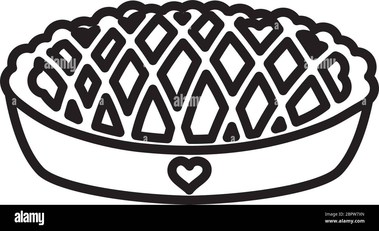 hot apple pie icon over white background, line style, vector ...