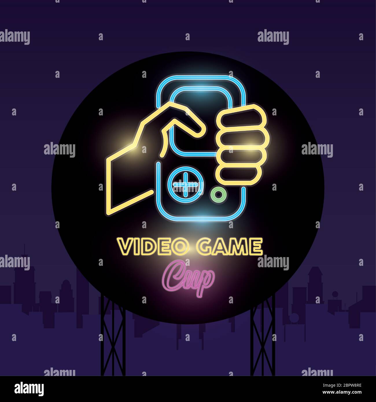 retro video game neon with portable console Stock Vector Image & Art ...