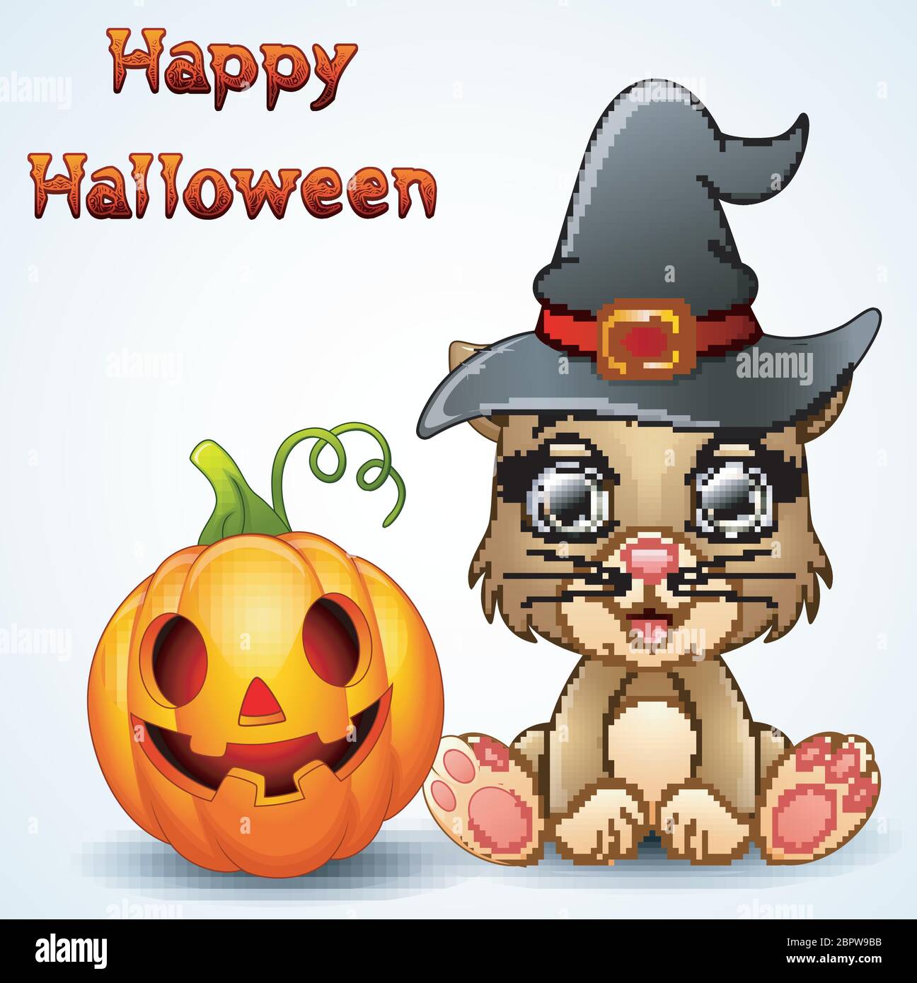 Cat cartoon with a witch hat and pumpkin Stock Vector Image & Art - Alamy