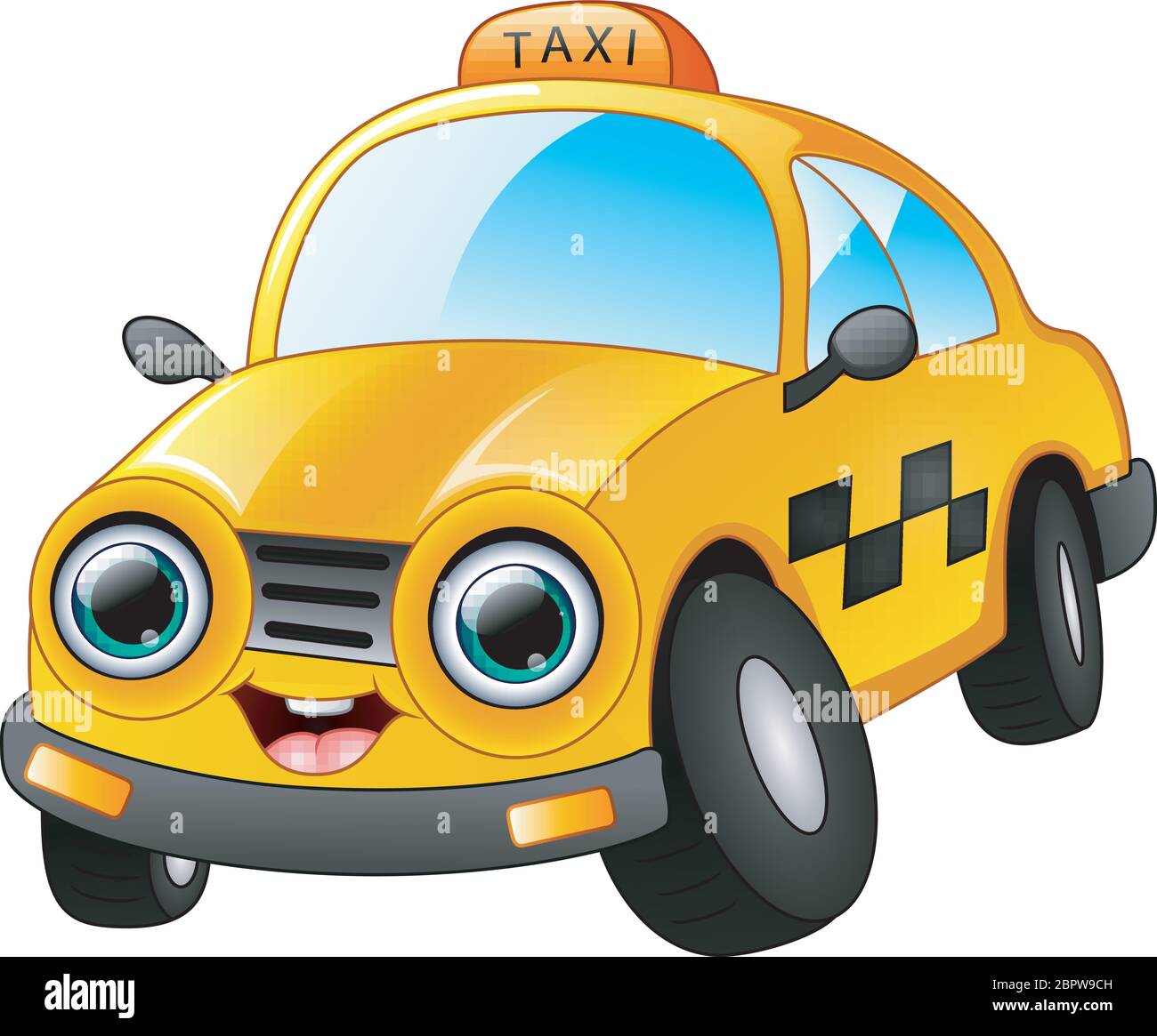 Happy taxi cartoon isolated on white background Stock Vector Image & Art -  Alamy