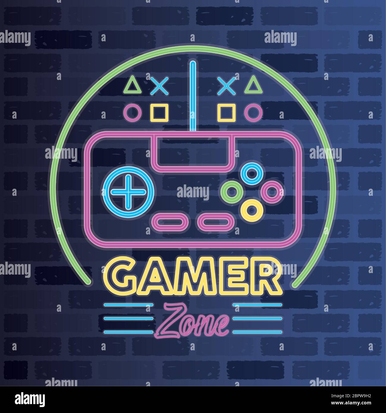 retro video game neon with control Stock Vector Image & Art - Alamy