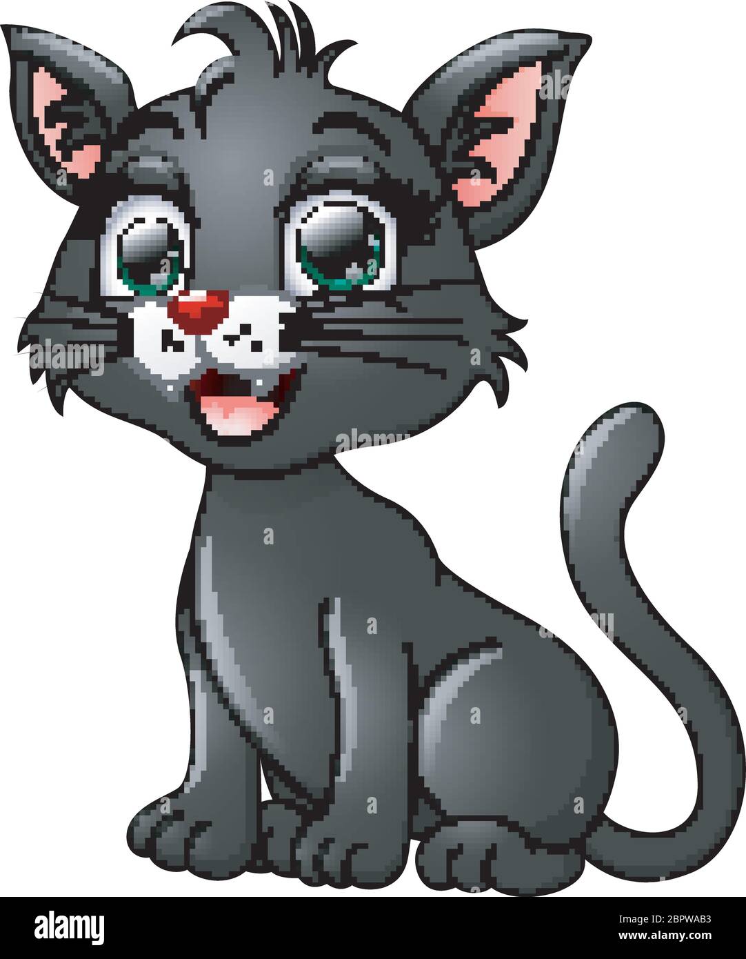 Simple cartoon black cat stock illustration. Illustration of blank -  137595320