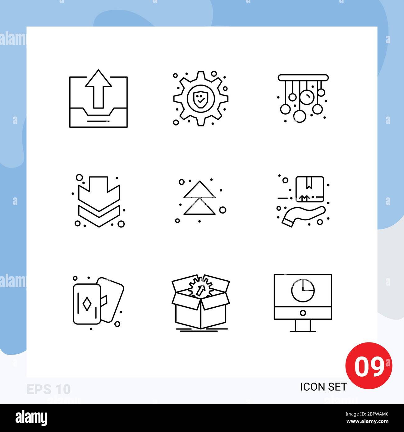 Set of 9 Commercial Outlines pack for up, forward, home, arrow, down ...