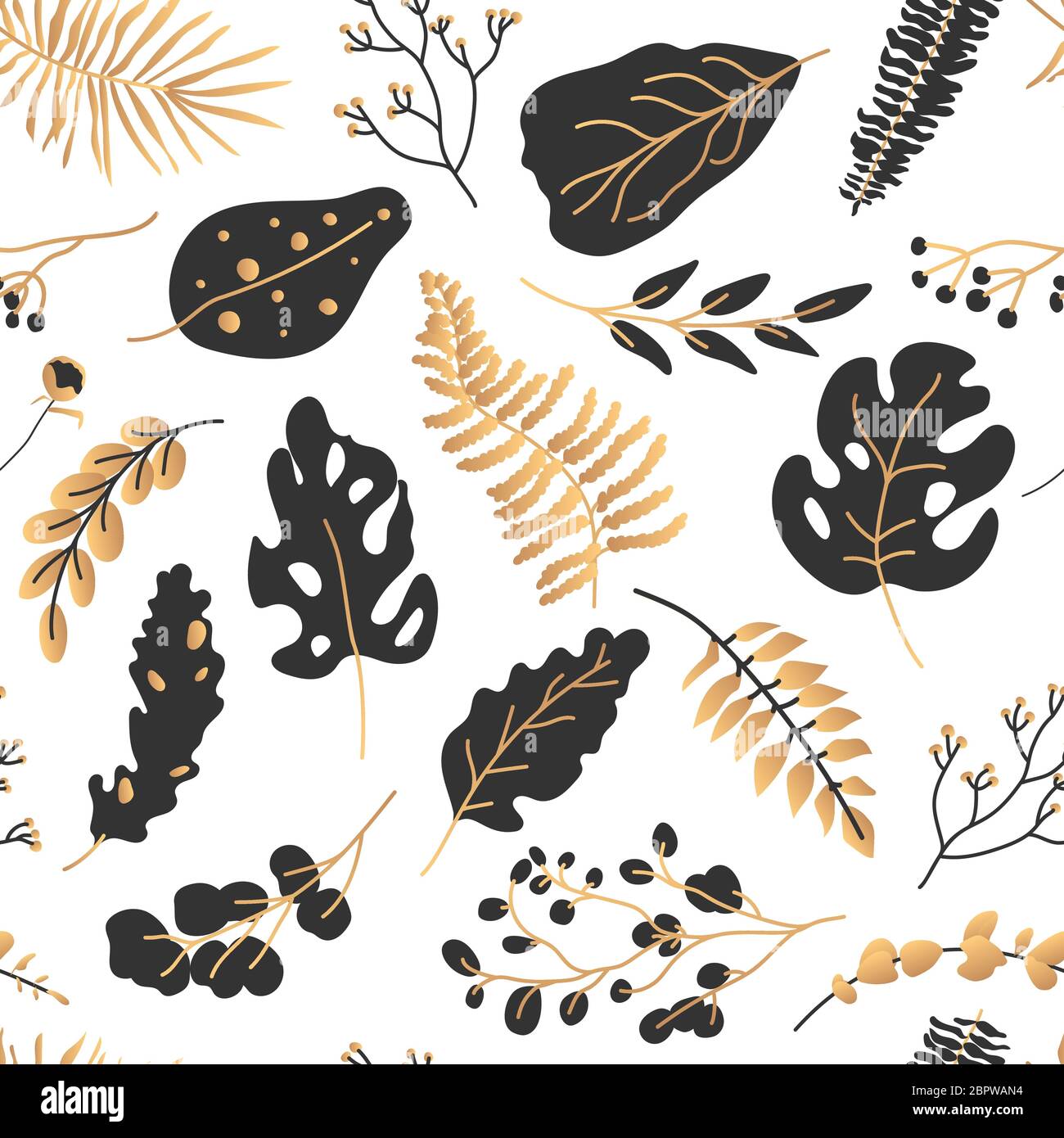 Tropical gold black leaves Stock Vector Images - Alamy