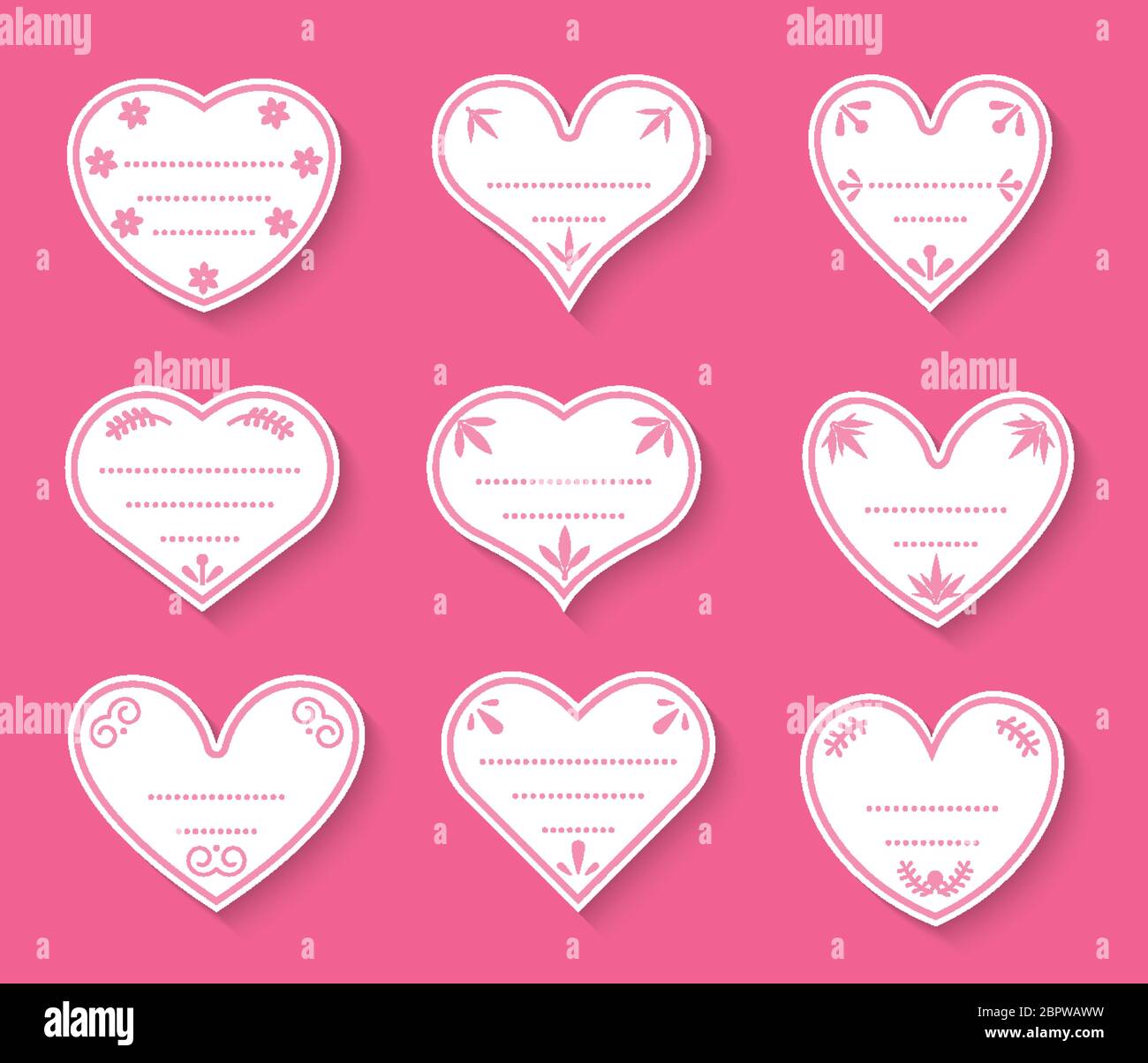 Hearts paper cut vintage labels set. Sign of Valentines day ...