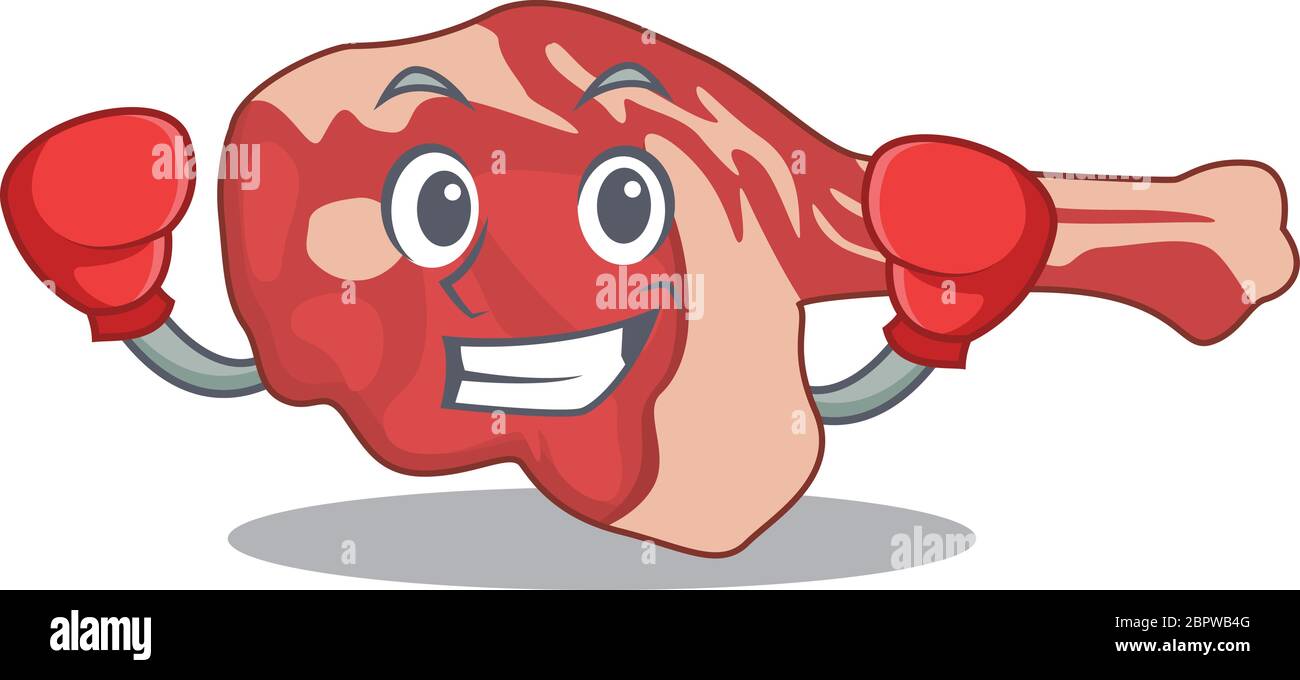 Mascot design of leg of lamb as a sporty boxing athlete Stock Vector