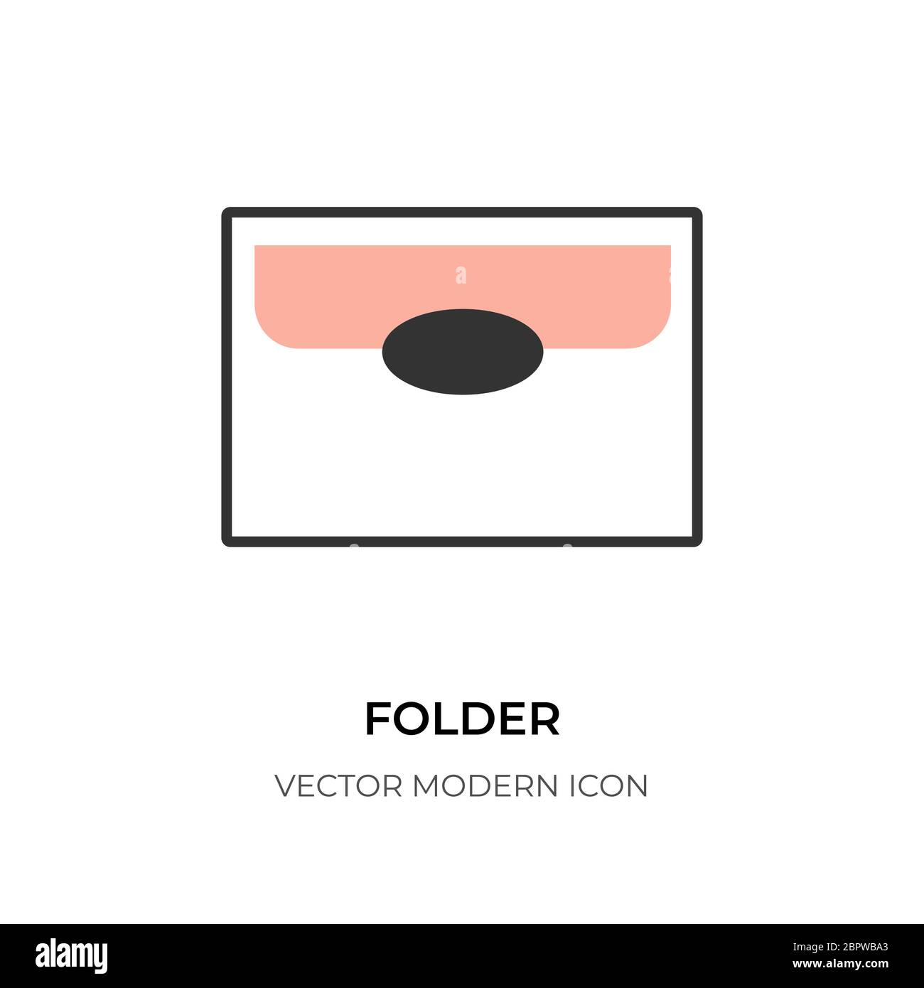 Flat line folder icon. Design symbol graphic document file. Shape logo for app contact information directory. Simple contour archive, stationery office. Isolated on white vector illustration Stock Vector
