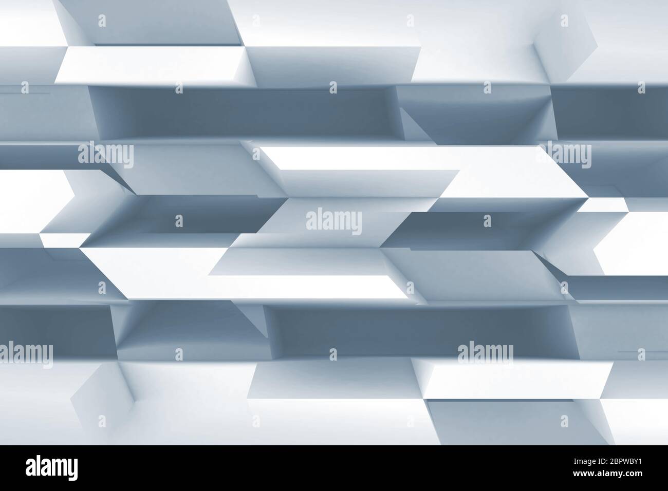 Abstract blue and white digital background with geometric pattern. 3d ...
