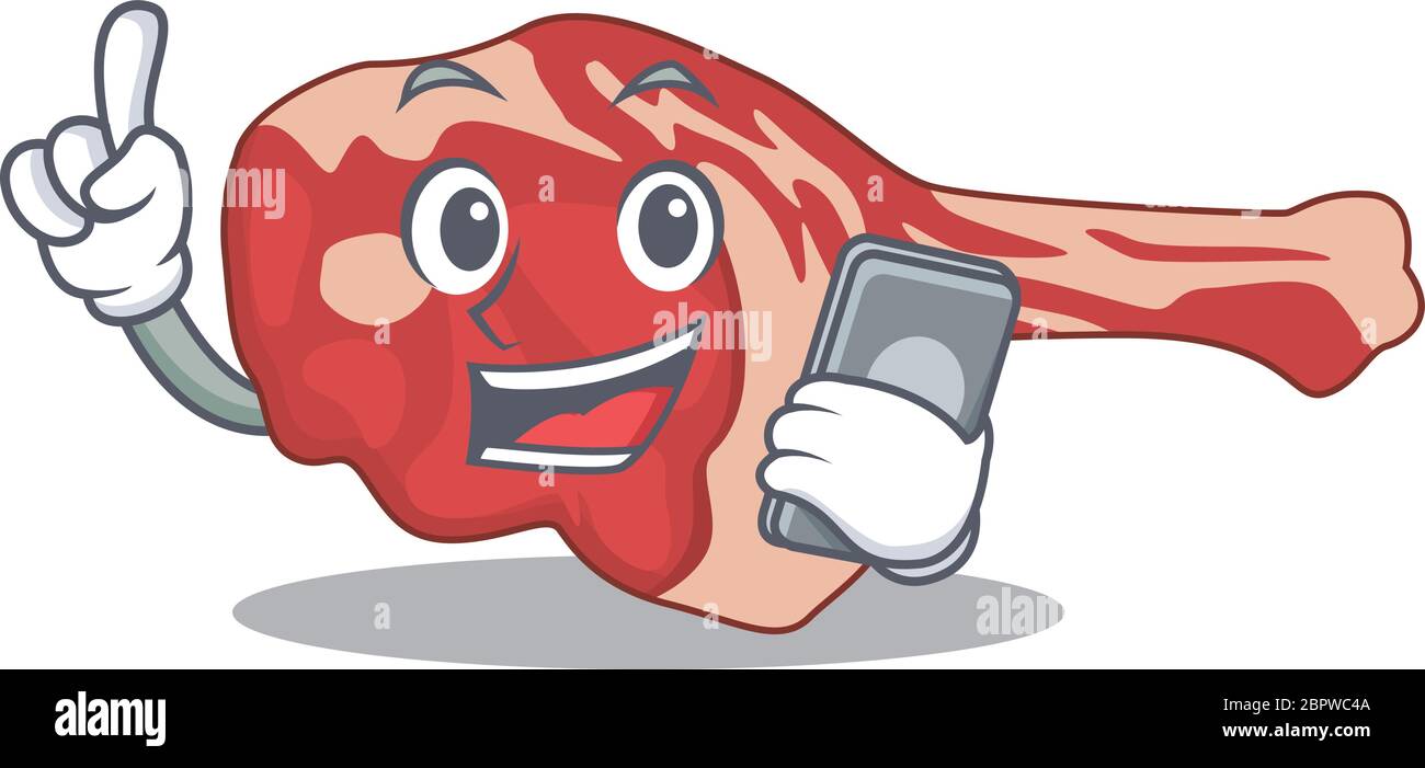 Leg of lamb caricature character speaking with friends on phone Stock Vector