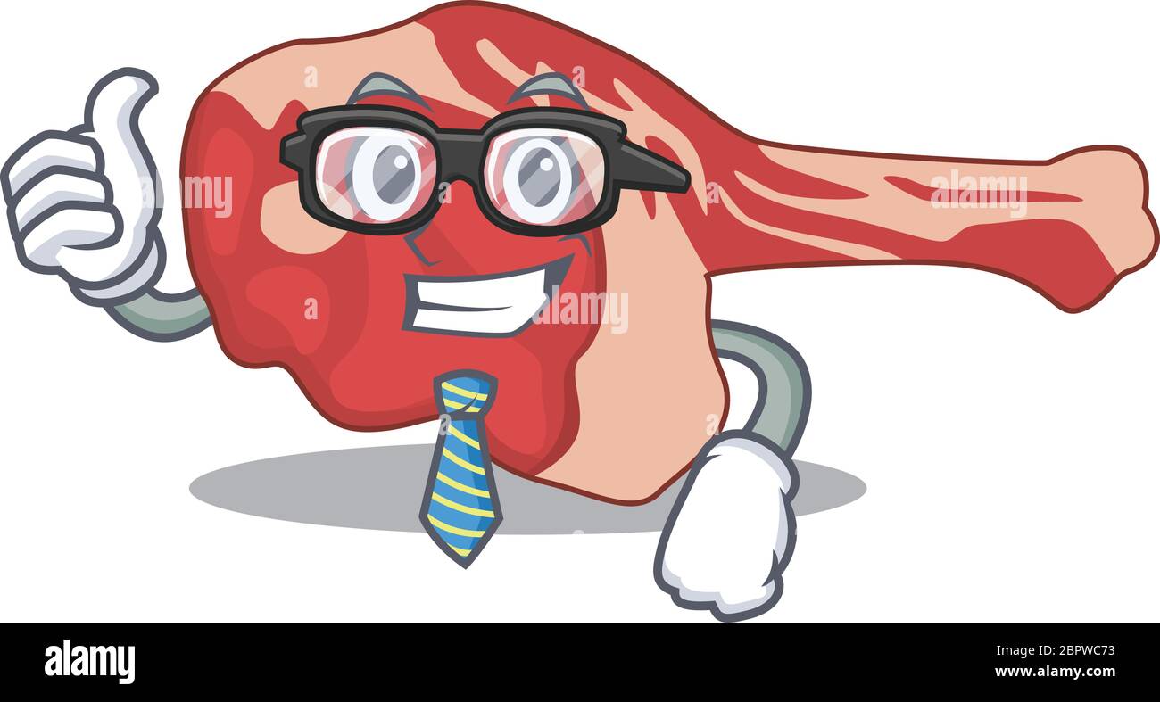 cartoon drawing of leg of lamb Businessman wearing glasses and tie Stock Vector