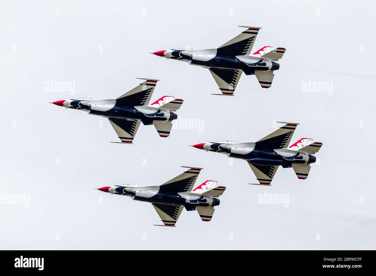 The Thunderbirds display team the seen at the 2017 Royal International Air Tattoo at Royal Air Force Fairford in Gloucestershire - the largest militar Stock Photo