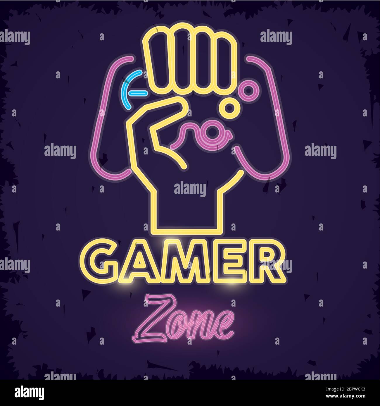 retro video game neon with control Stock Vector Image & Art - Alamy
