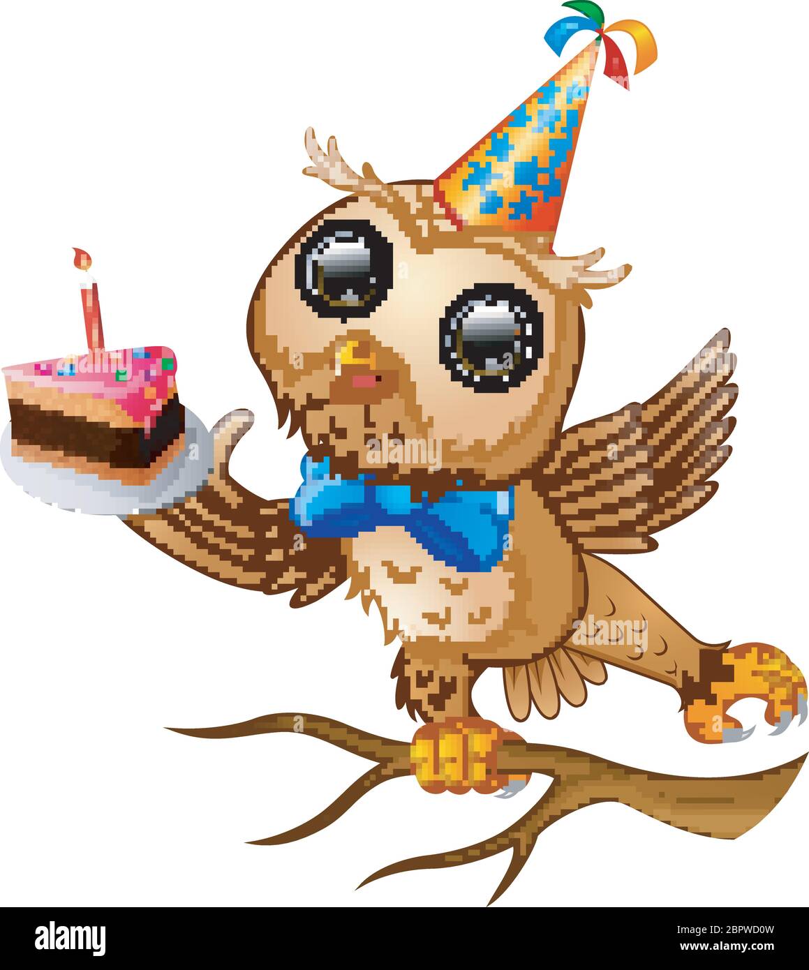 Happy owl cartoon celebrating birthday Stock Vector Image & Art - Alamy