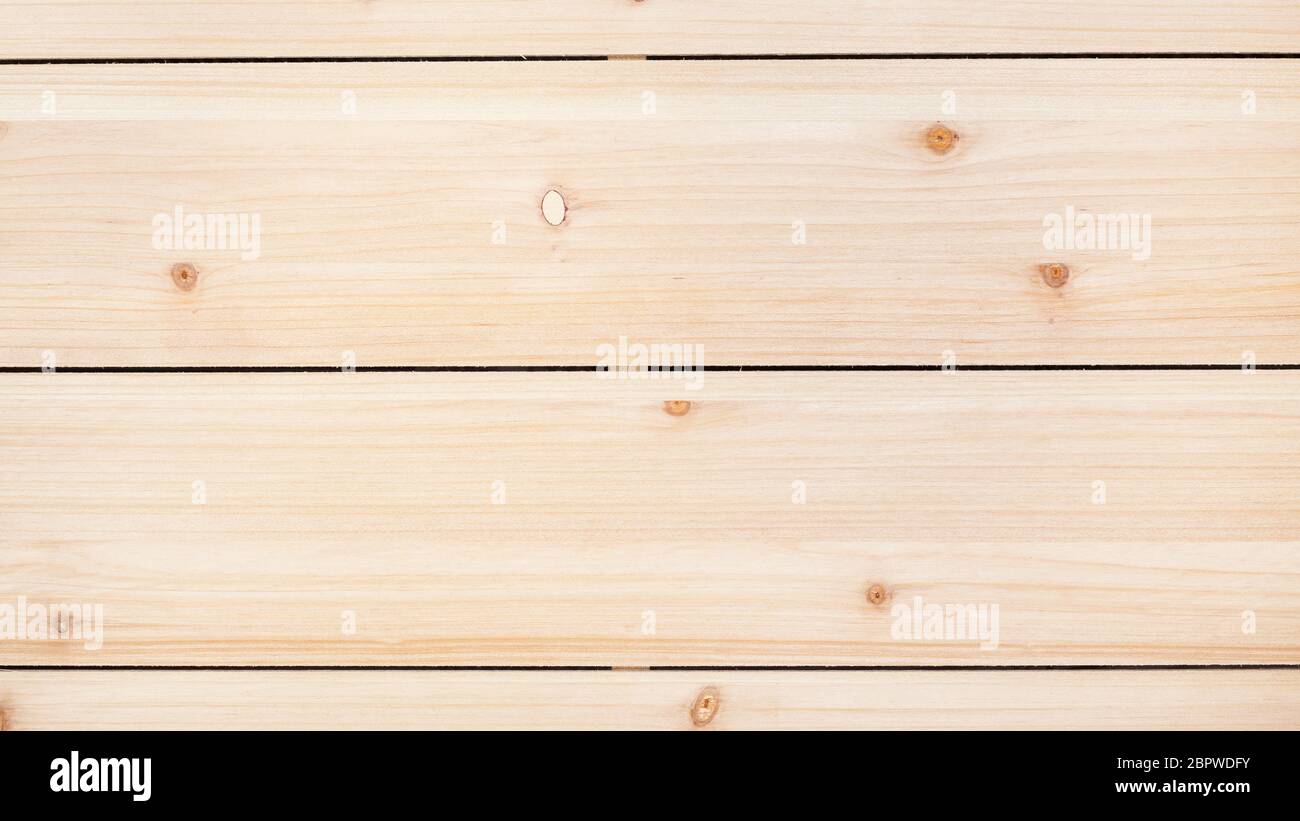 panoramic wooden background - unpainted wood board from horizontal pine planks Stock Photo