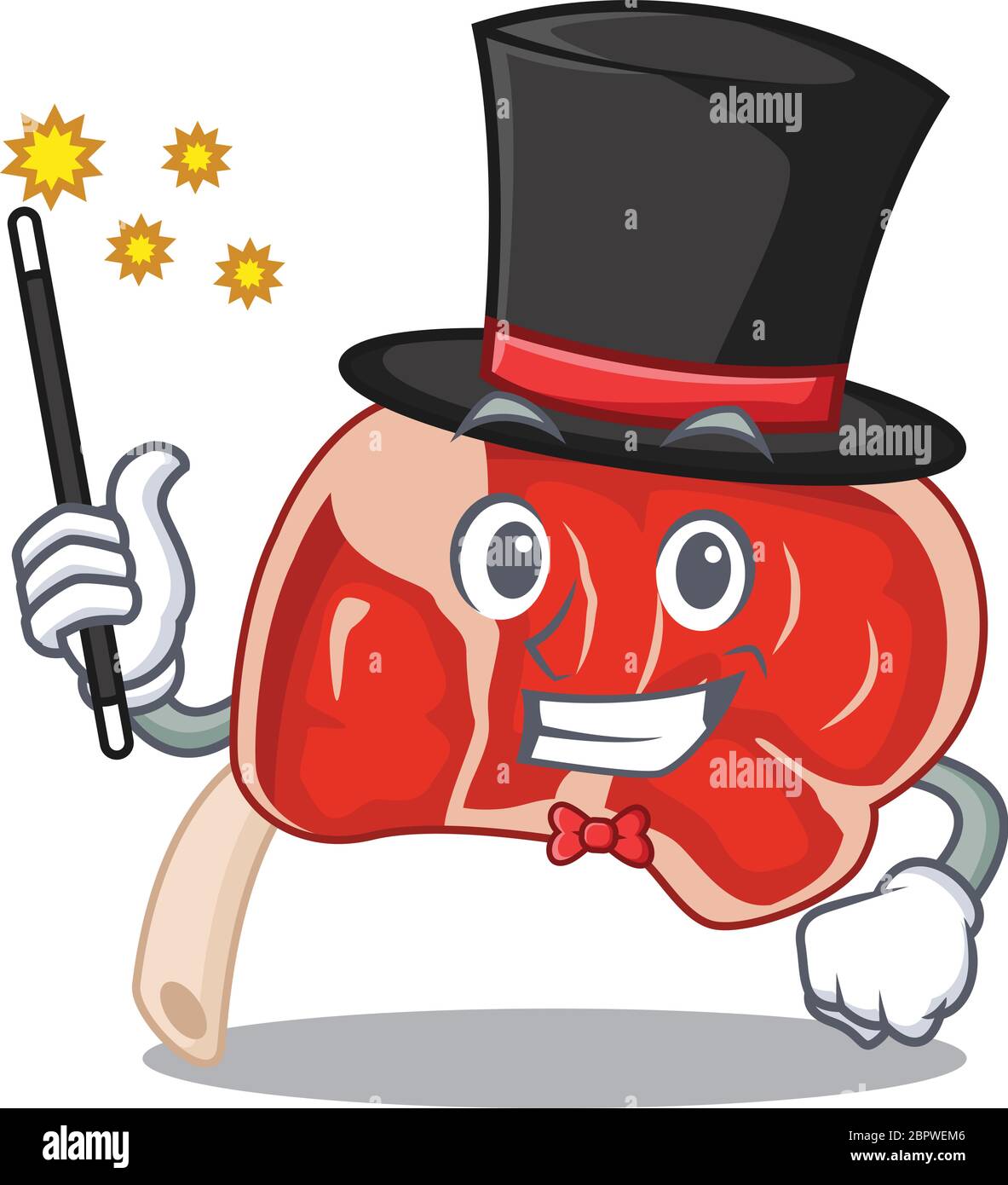 A gorgeous smart Magician of prime rib cartoon design style Stock ...