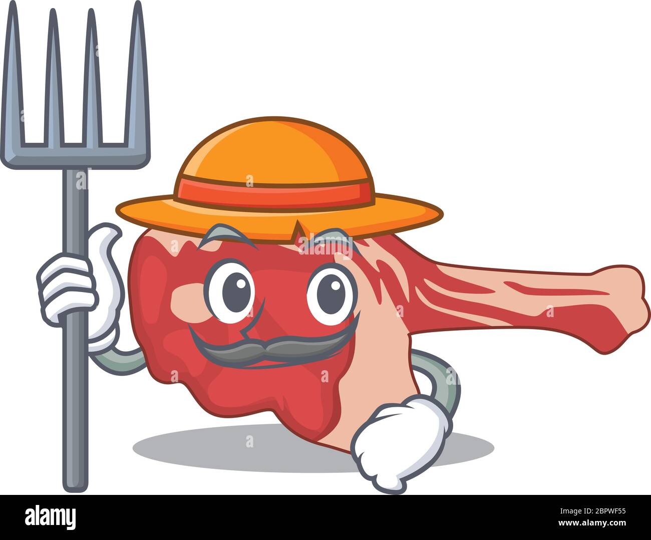 Leg of lamb mascot design working as a Farmer wearing a hat Stock Vector