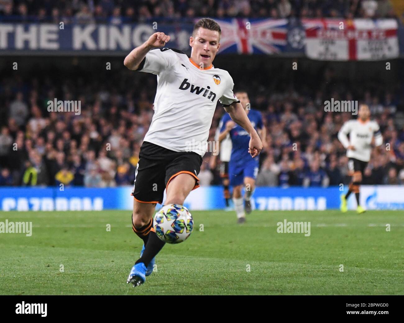 LONDON, ENGLAND - SEPTEMBER 17, 2019: Kevin Gameiro of Valencia pictured during the 2019/20 UEFA Champions League Group H game between Chelsea FC (England) and Valencia CF (Spain) at Stamford Bridge. Stock Photo