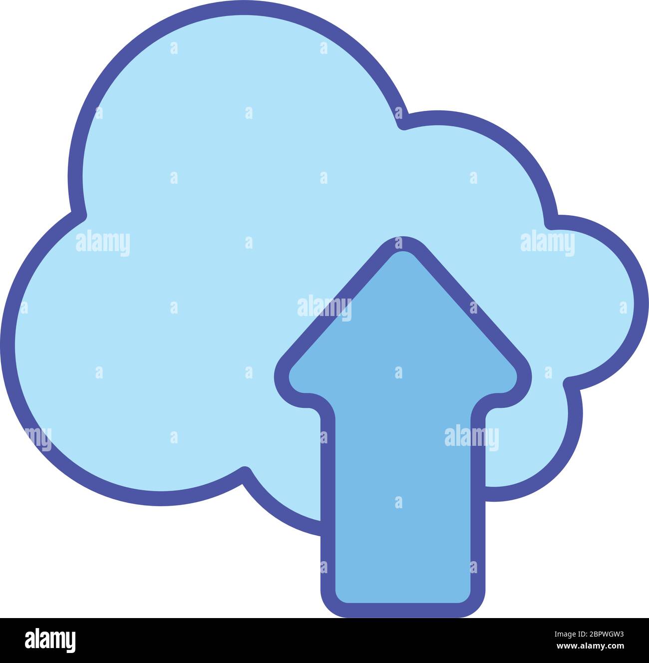 Cloud computing and upload arrow line and fill style icon design ...
