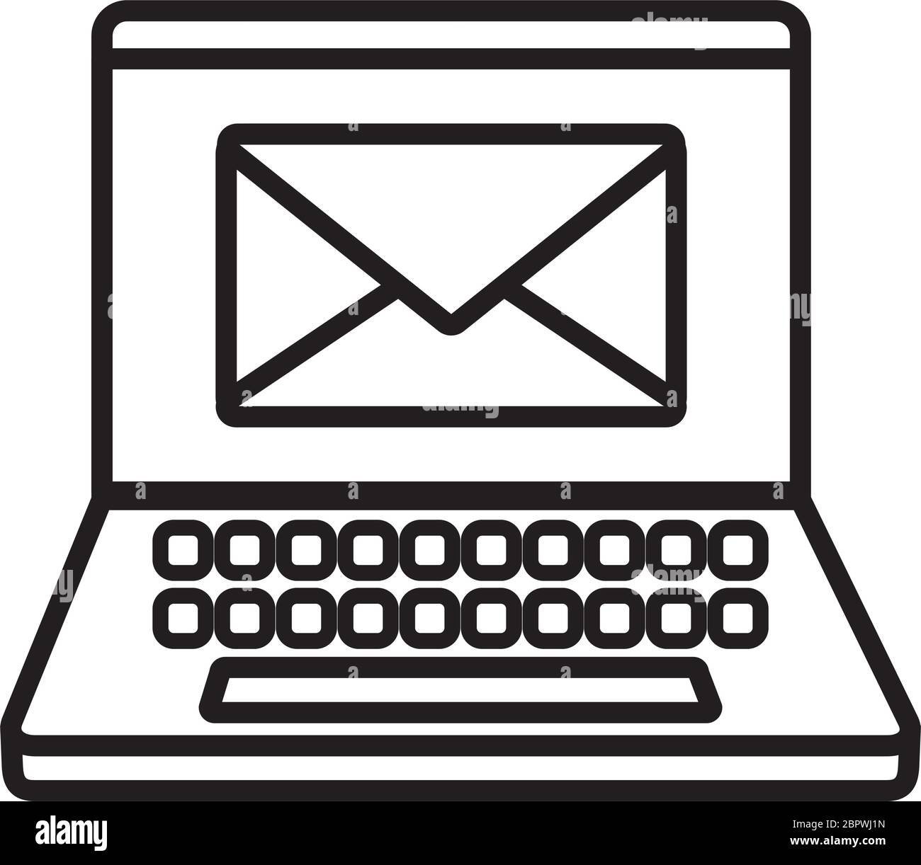 Envelope inside laptop line style icon design, Message email mail and ...