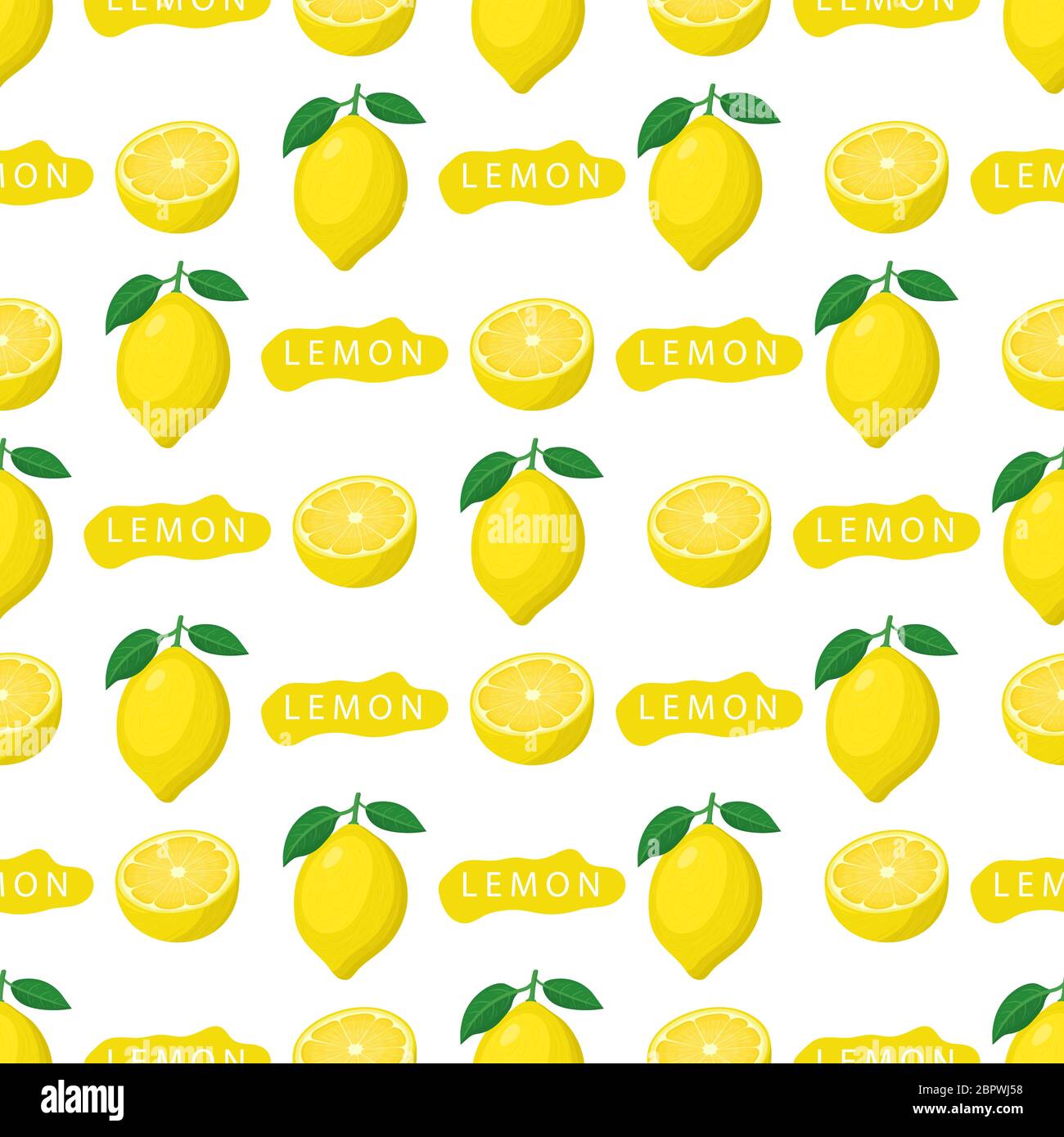 Seamless pattern with fresh bright exotic whole and half lemon fruit on ...