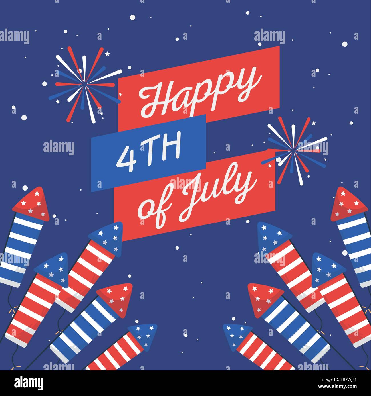 Fireworks with ribbon design, Independence day happy 4th july and usa