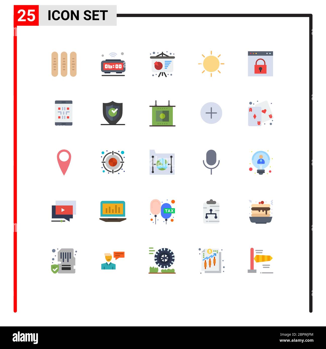 Flat Color Pack of 25 Universal Symbols of tool, layout, iot, interface ...