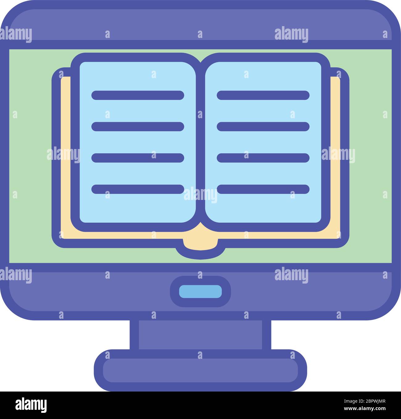 Ebook inside computer line and fill style icon design, Education online ...