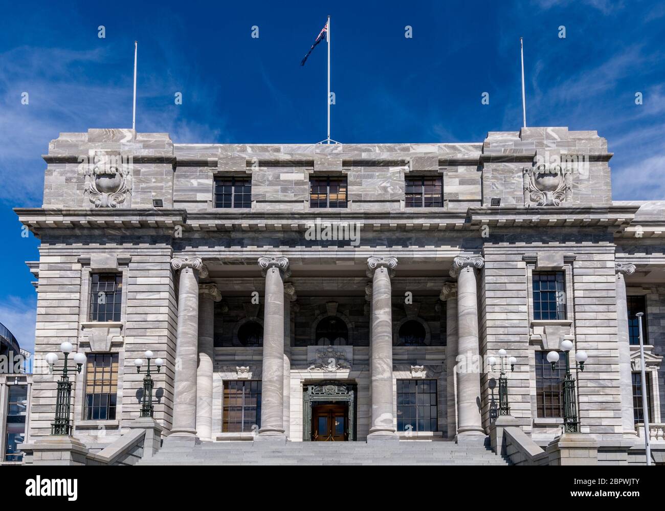 Parliament Buildings in Wellington New Zealand. Stock Photo