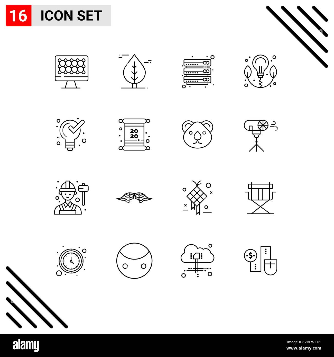 Pack of 16 creative Outlines of card, product, files, management, power Editable Vector Design Elements Stock Vector