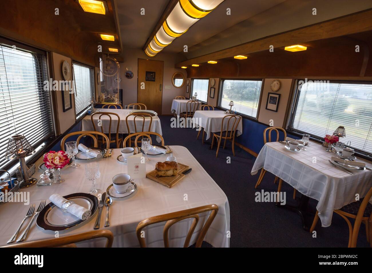 Burlington Zephyr dining car at the Red Caboose Getaway, a railroad