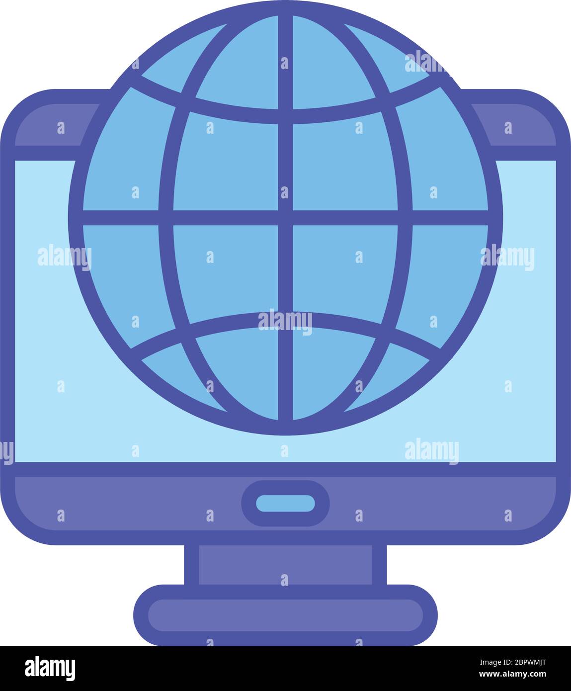 Global sphere and computer line and fill style icon design ...