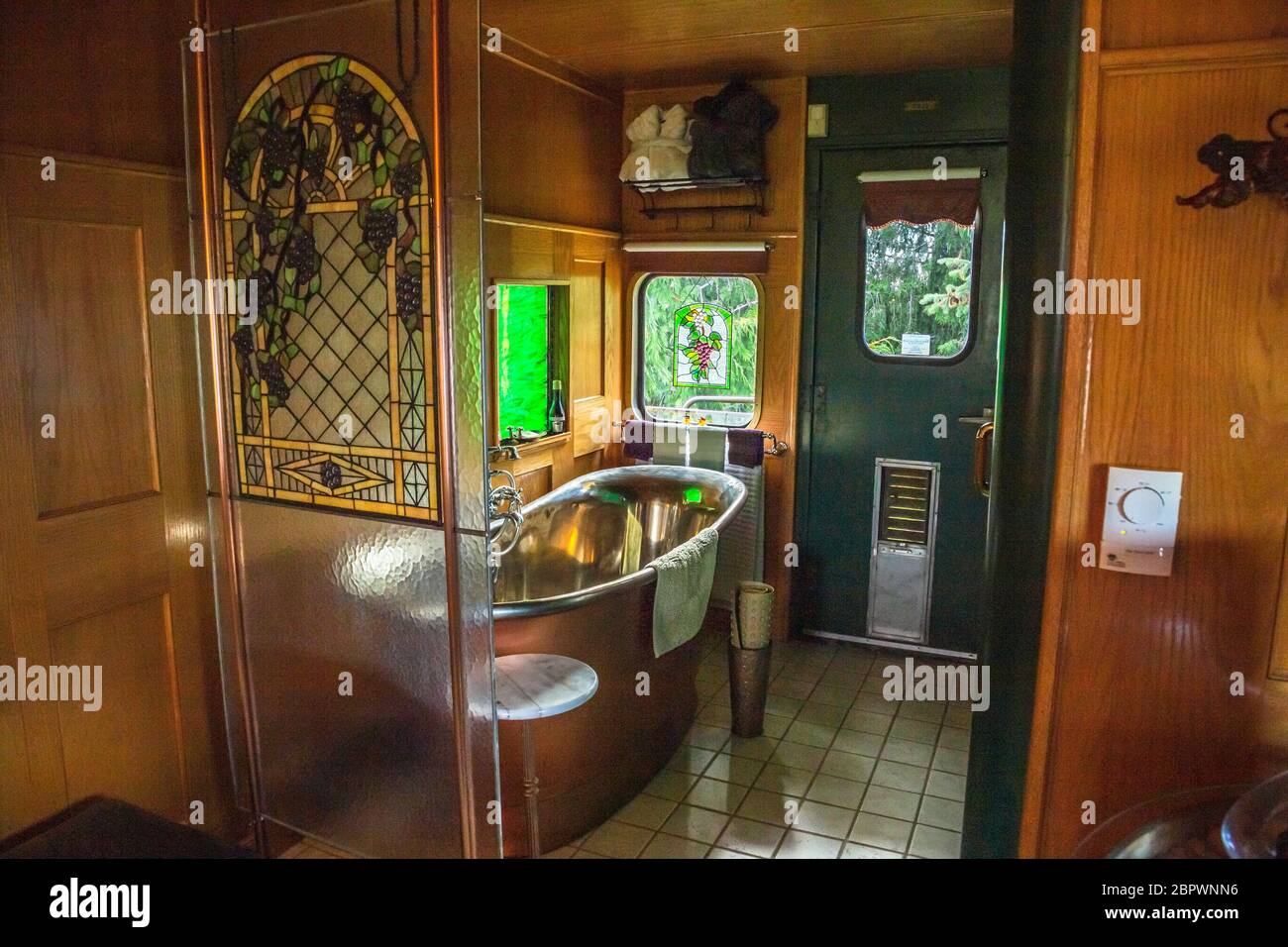 Red Caboose Getaway is a railroad themed bed and breakfast in Sequim, WA Stock Photo Alamy
