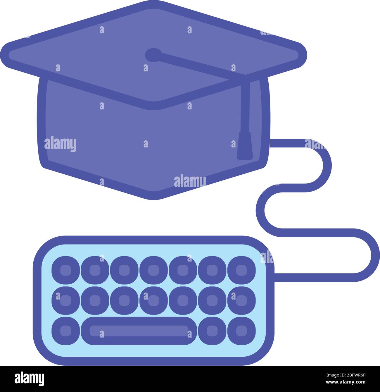 Graduation cap and keyboard line and fill style icon design, Education ...