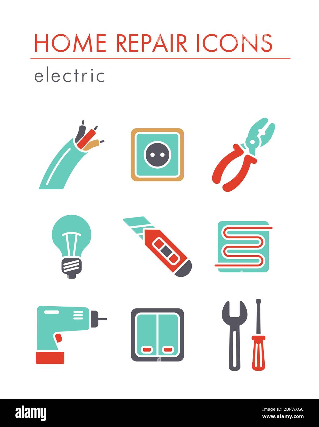 Home repair, electric icons. Vector design and illustration Stock Photo ...