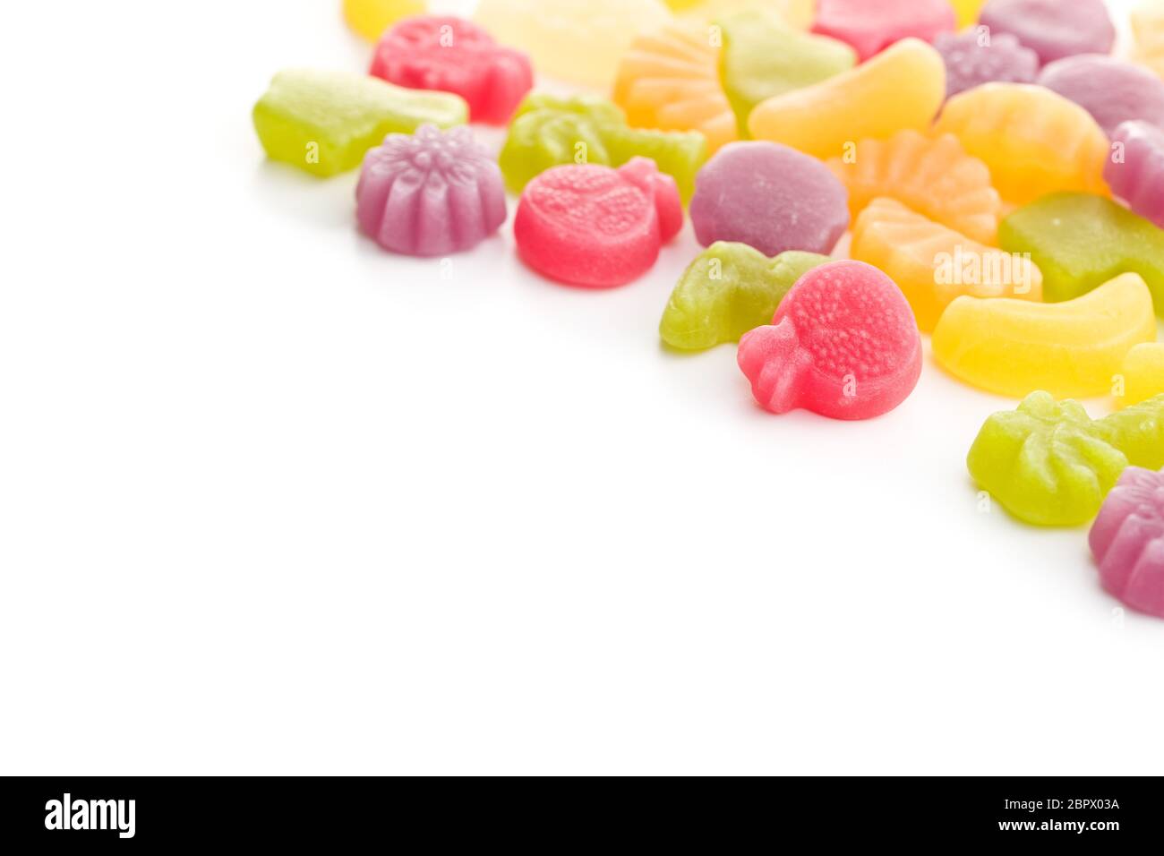 Fruit jelly candies isolated on white background Stock Photo - Alamy