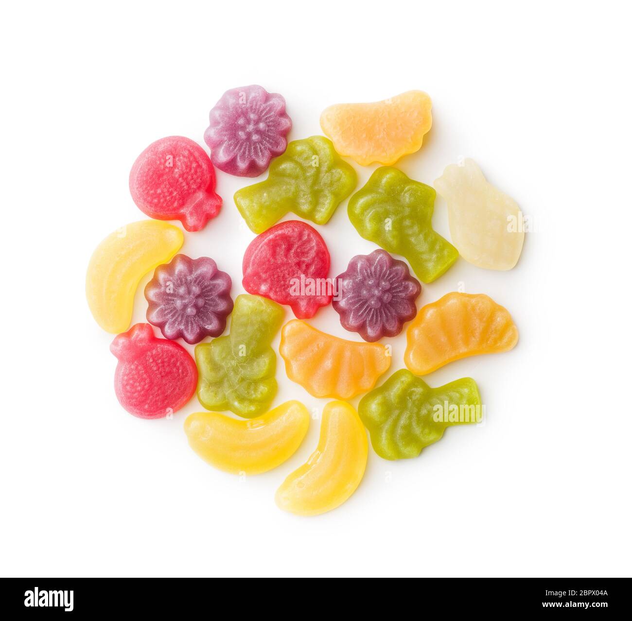 Fruit jelly candies isolated on white background Stock Photo - Alamy
