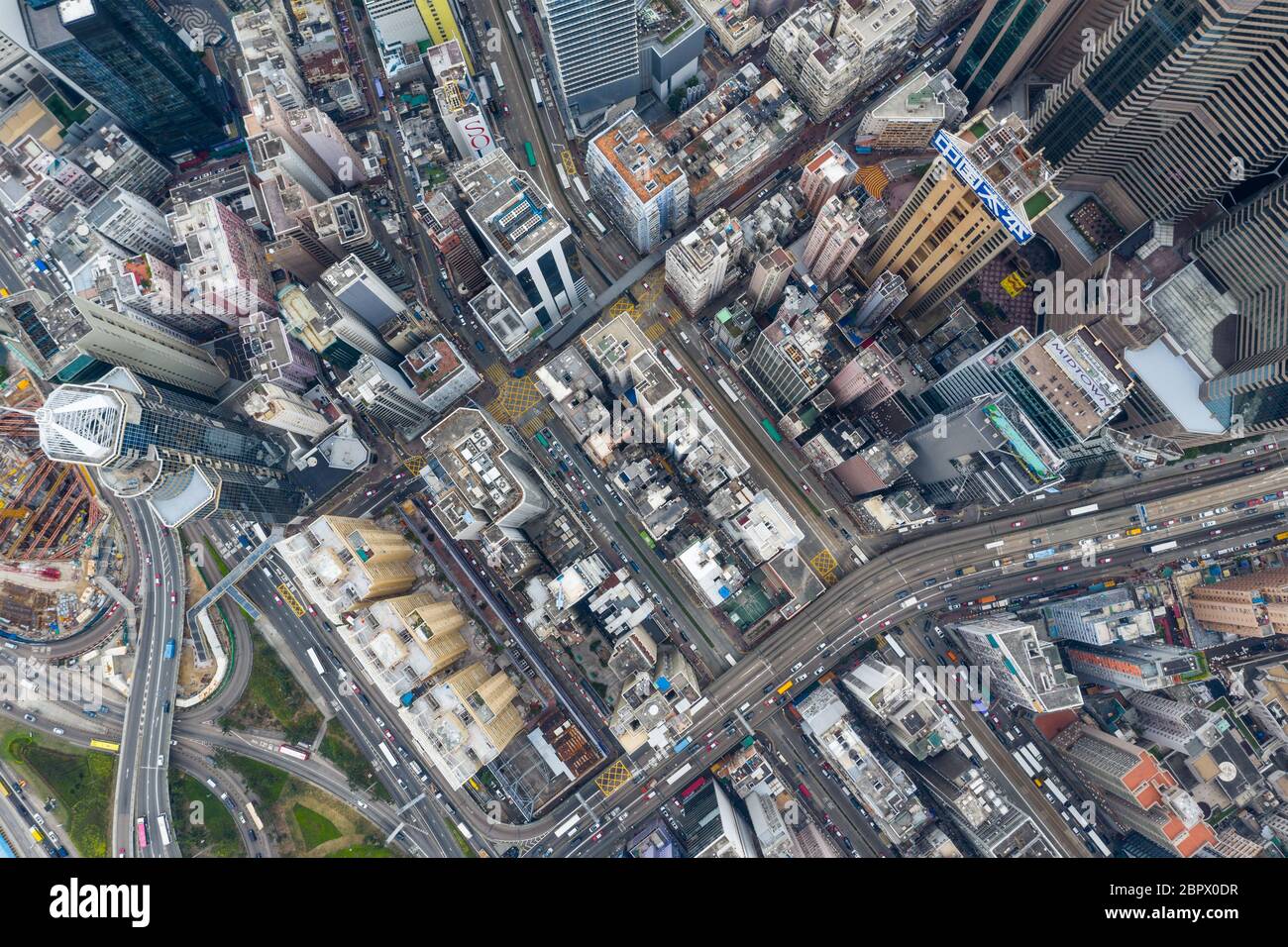 Causeway Bay, Hong Kong 22 February 2019: Aerial view of Hong Kong city ...